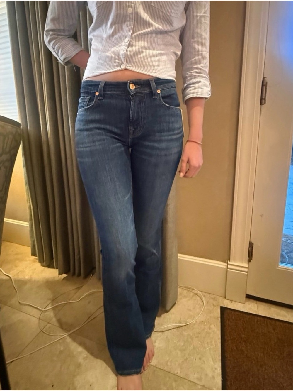 7 For All Mankind Women's Dark Blue Flare Jeans